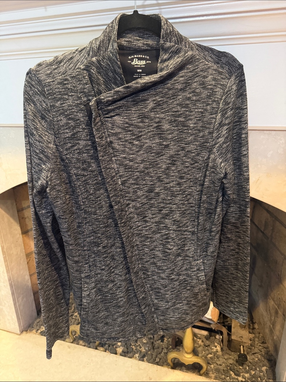 Bass Women's Charcoal Heathered Asymmetrical Zip Jacket size medium